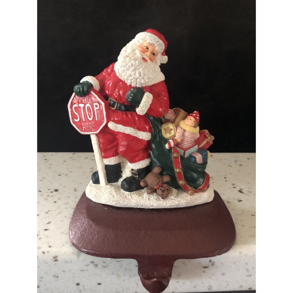 Vintage Christmas Santa Stocking Holder - NCE Cast Iron